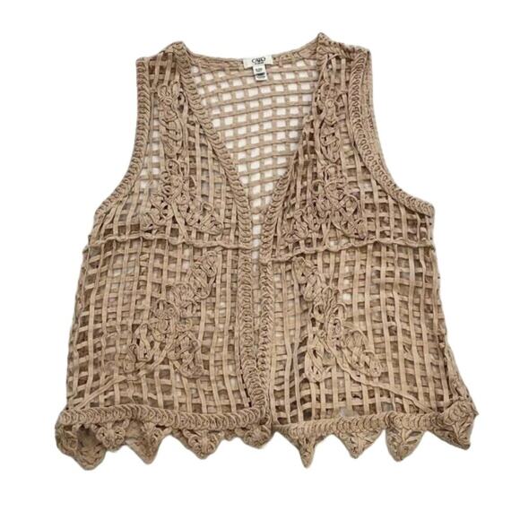 Cato Open Weave Macrame/Crochet Look Boho, Hippie, Cotton Open Vest Lagenlook 18 - Picture 1 of 12